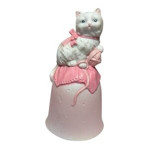 Vintage Cat Bell - Trippie's Inc - Pink & White - Taiwan - 5.25"